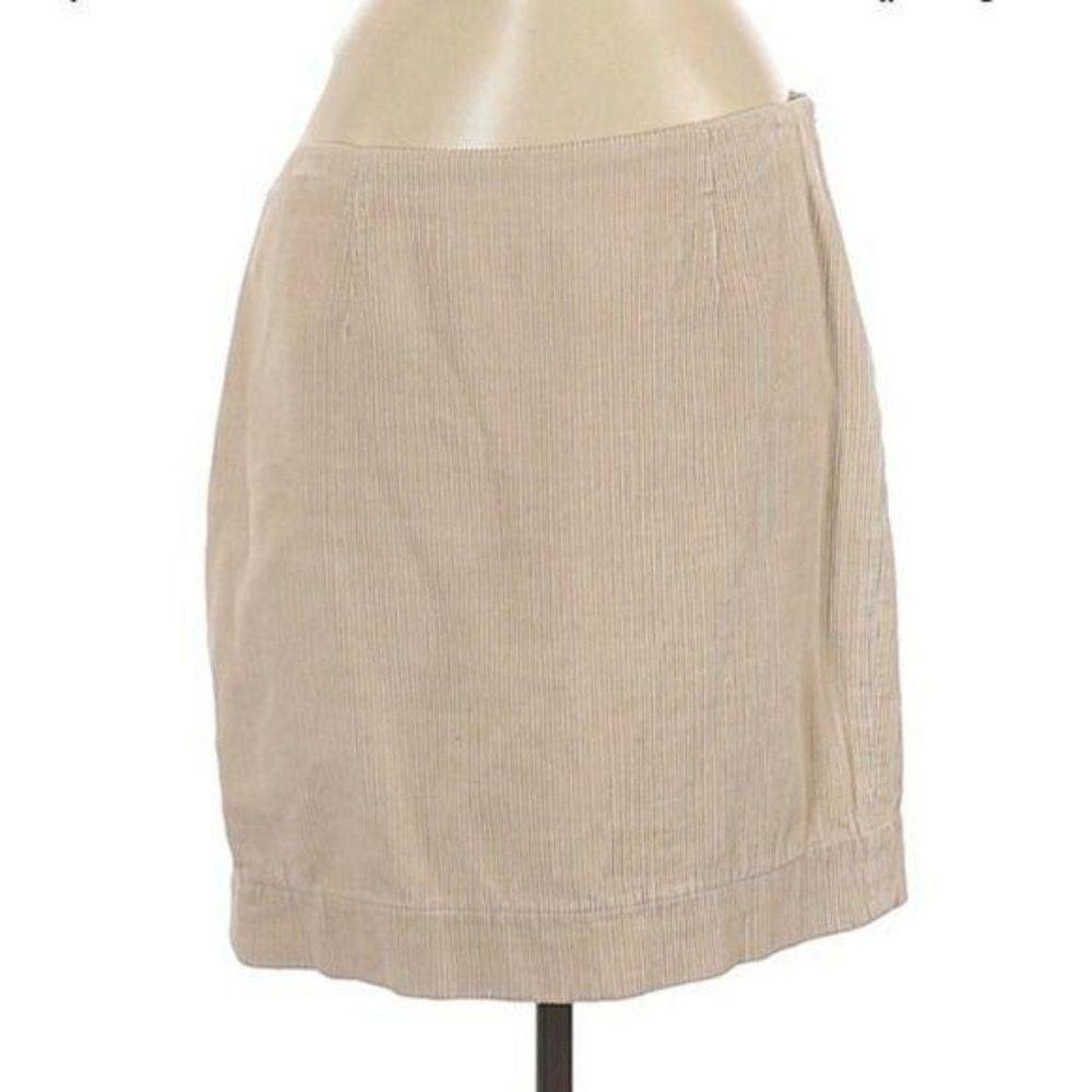 Anthropologie Maeve‎ Corduroy Mini Skirt Sz 8 Tan Cotton Soft Girl Old Money